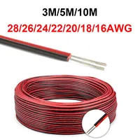 12V Red Black Hookup Wire 2 Pin Automotive Flat Cable LED Extension Wires For Doorbell LED Ribbon Lamp Tape Lighting Speakers