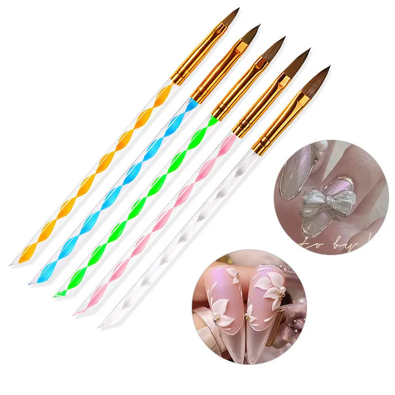 5 Pcs Five Size Professional Nail Art Pen Brush For Acrylic Liquid UV Gel Nail Acrylic Powder