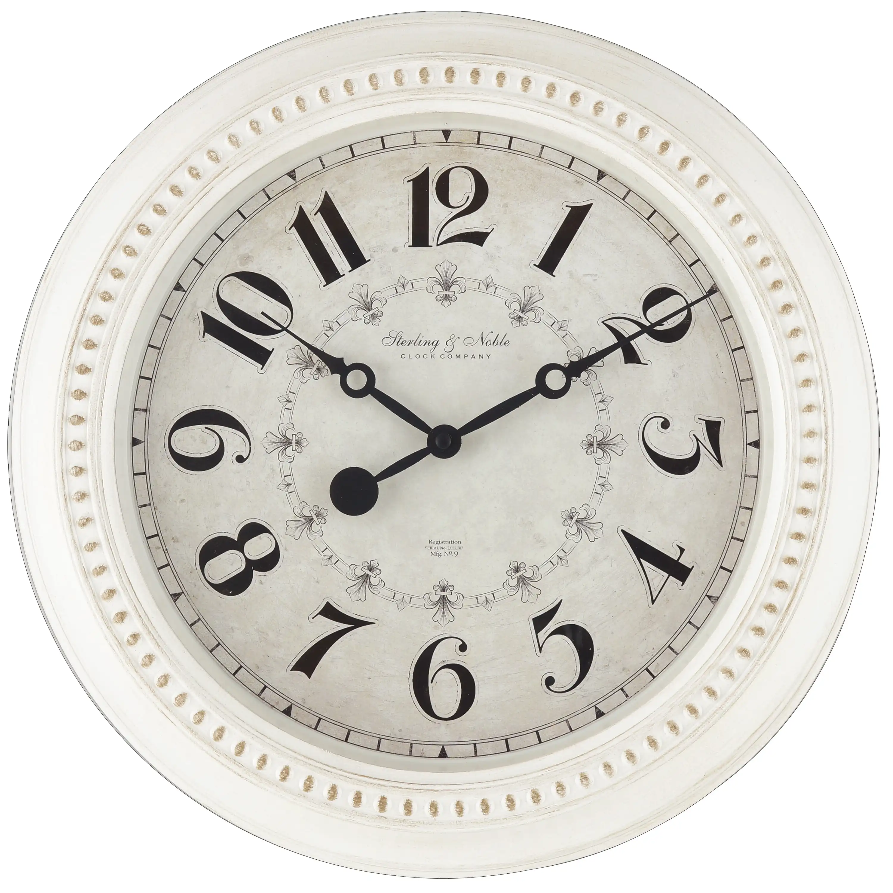 

Indoor 15.5" Round Antique White Country Analog Traditional Wall Clock with Arabic Numbers Quality Quartz Movement