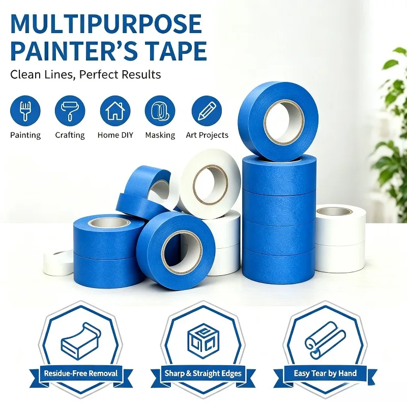 5 Rolls Professional Multi-for Surface Painter's Tape, Blue & White Masking Tape for Walls, Clean Removal No Residue, Home DIY
