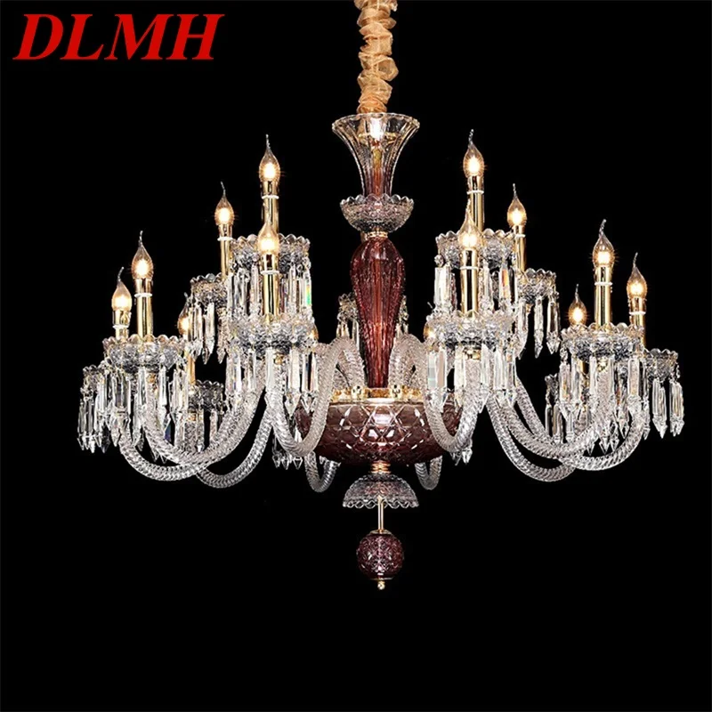 

DLMH European Style Chandelier LED Hanging Pendant Candle Crystal Lights Luxury Fixtures for Home Living Room