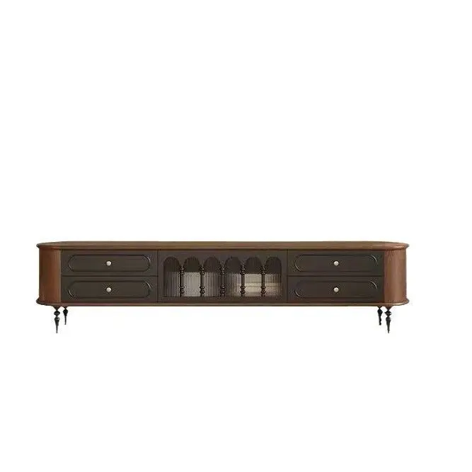 

French solid wood TV cabinet, living room household cream wind TV cabinet, locker integrated American retro