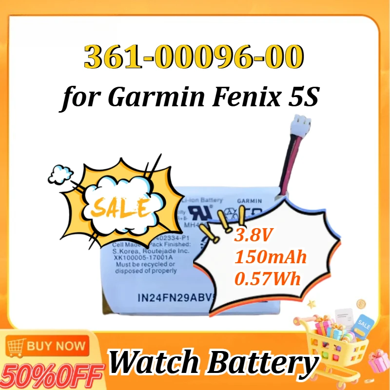 

Сменная батарея 3.8V/3.8V/3.7V 150mAh/255mAh/550mAh 0.57Wh/0.97Wh/2.035Wh 361-00096/97/98-00 для Garmin Fenix 5 5S 5X