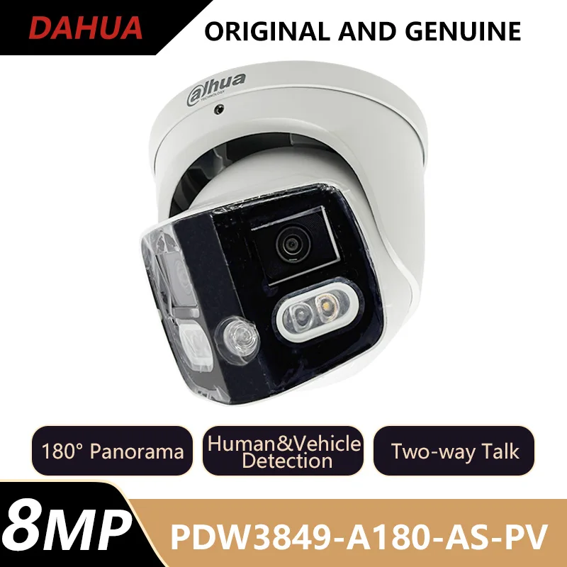 

Dahua 2x4MP 180° Panorama Eyeball WizSense Network Camera Two-way Talk Motion Detection PoE IP67 IPC-PDW3849-A180-AS-PV