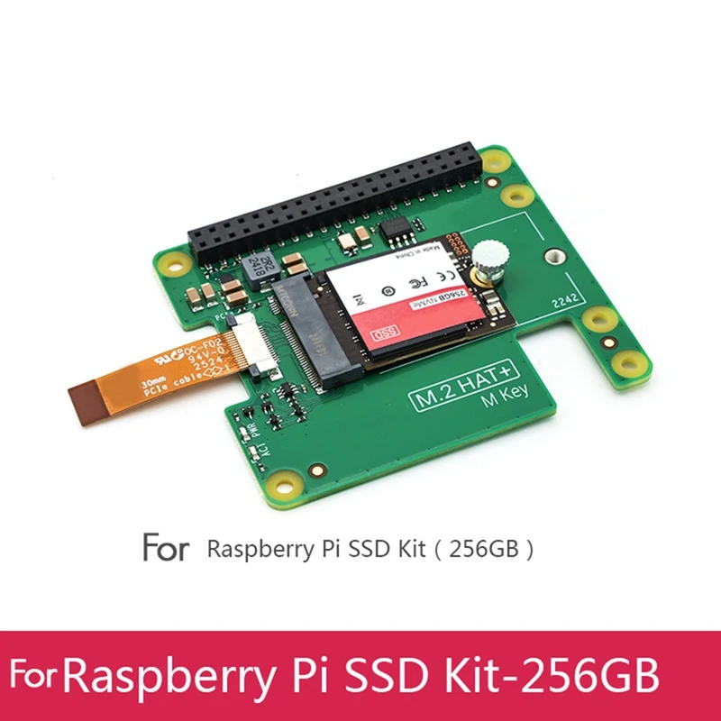 Для Raspberry Pi 256 ГБ SSD-комплект M.2 HAT + NVME SSD, совместимый с Pcie Gen3 для Raspberry Pi 5