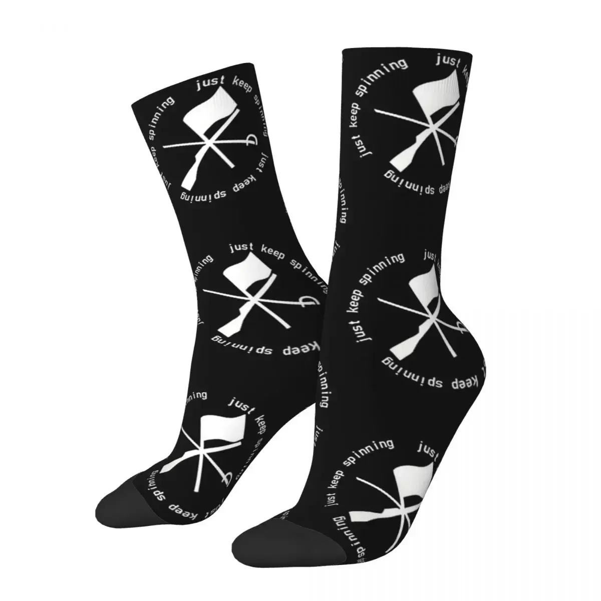 Just Keep Spinning- Color Guard Socks Harajuku Super Soft Stockings All Season Long Socks for Man's Woman's Christmas Gifts