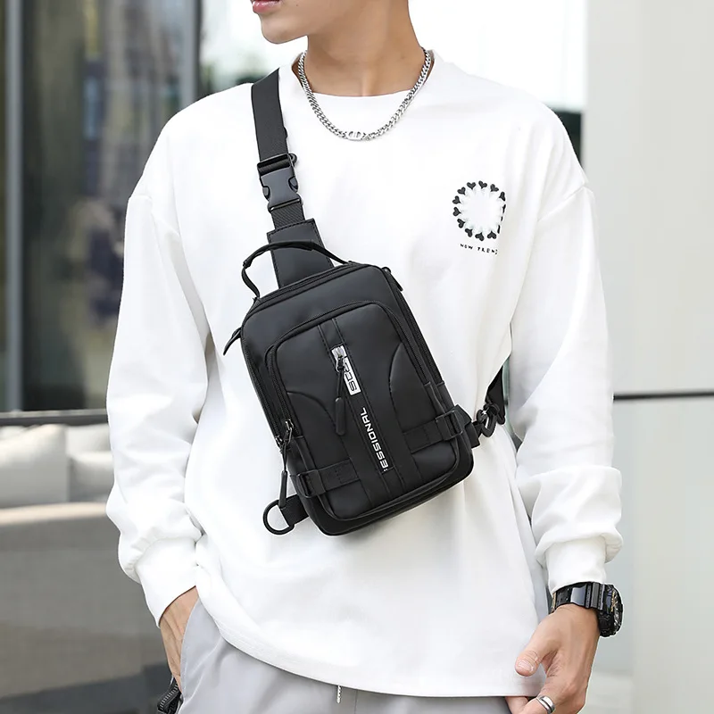 Multifunction Patent Nylon Chest Bag Men Waterproof Men Crossbody Bag Anti-theft Travel Bag Male USB Charging Chest Bag Pack