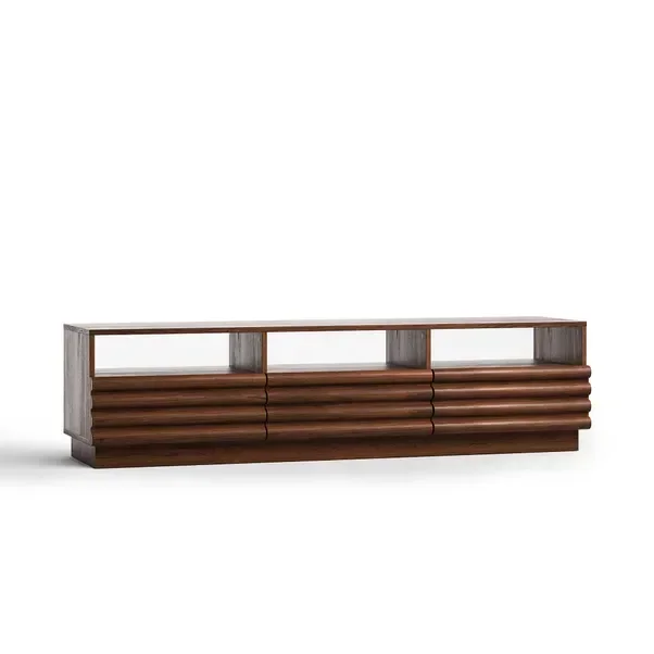 

z Luxury Extra Wide MDF Wood TV Stand Wood Effect Panel 3 Doors TV Unit for TVs up to 60" for Home Bedroom or Living Room