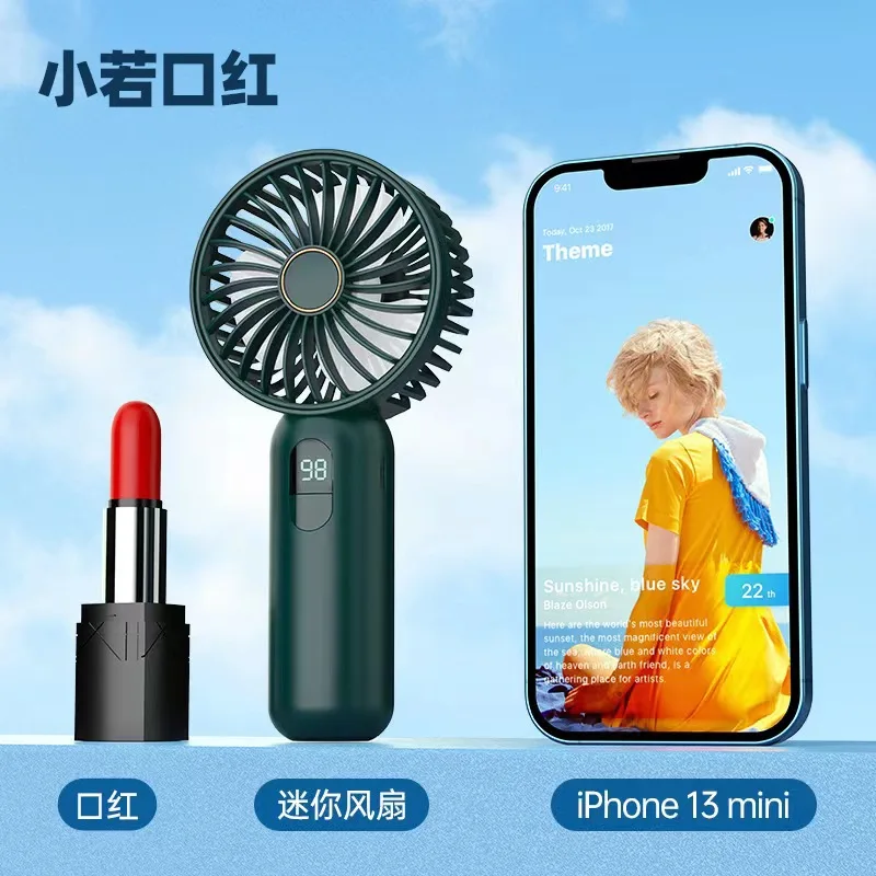 Digital display small fan handheld mini long battery life outdoor pocket fan