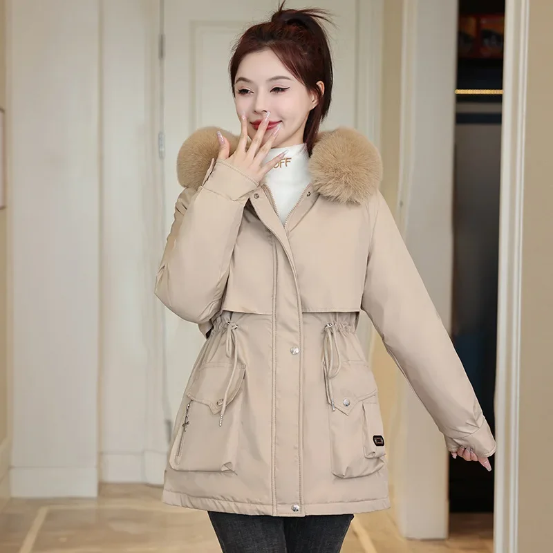 Winter Jacket New Women Parka Clothes Long Coat Wool Liner Hooded Jacket Fur Collar Thick Warm Snow Wear Fashion Parka