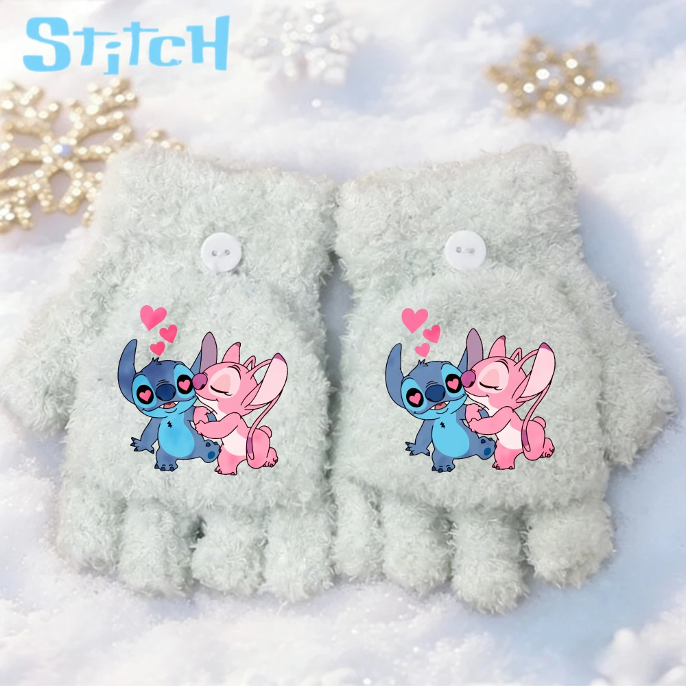 لطيف ديزني غرزة نصف اصبع الوجه قفازات لطيف فتاة الدفء شاشة لمس محبوك قفاز أزياء الكرتون أنيمي الشتاء هدية #5