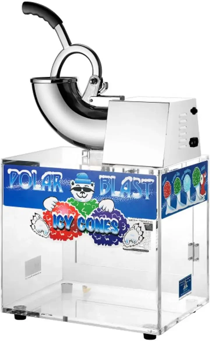 

Polar Blast Snow Cone Machine Acrylic Crushed Ice Maker Grinds Up to 500lbs of Ice Per Hour for Parties Events