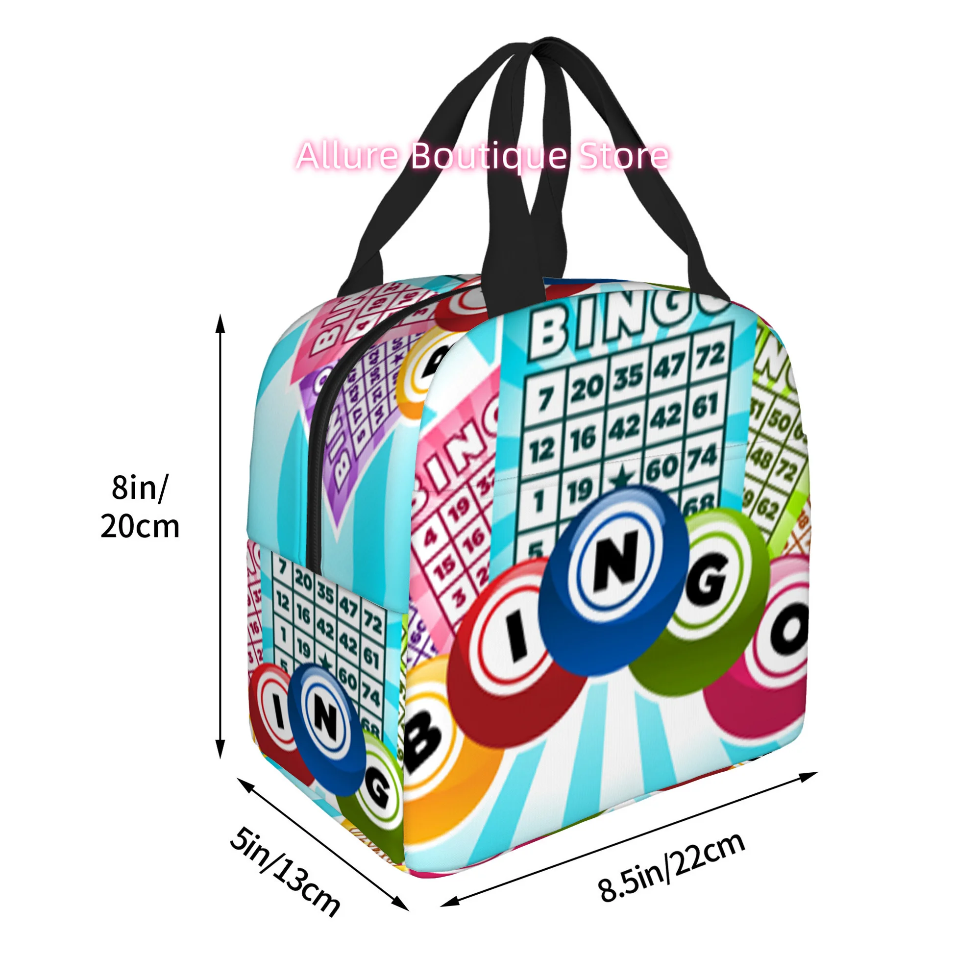 1pc, Bingo Game with Cards And Chips Printed Thermal Bag Insulation Bag Insulated Bag, No Food Contact, Suitable for Home, Resta