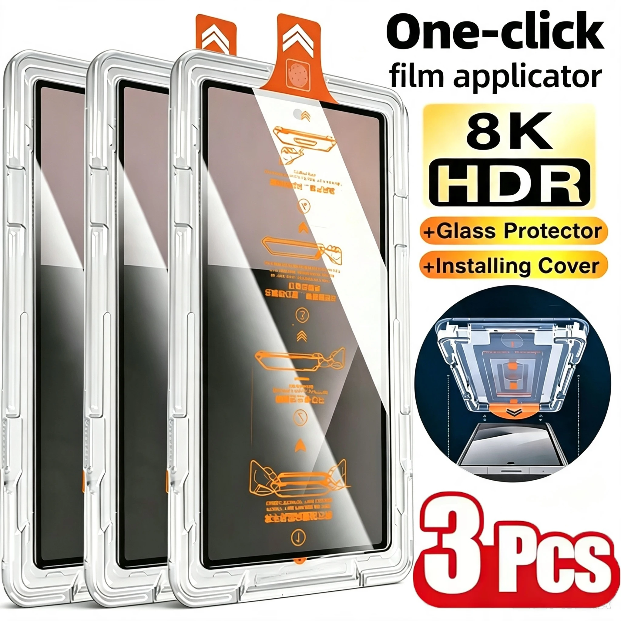 1-3PCS Dust Free Install Screen Protector For Samsung A17 A56 A16 A57 A37 A27 A55 A54 A53 A26 A36 A52 8K Unlock Tempered Glass