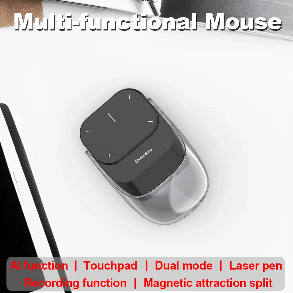 

New Cheerdots 2 Detachable Air Mouse Wireless Touchpad All-in-one Pocket AI Recording ChatGPT Enabled Mouse Office Laptop Mouse