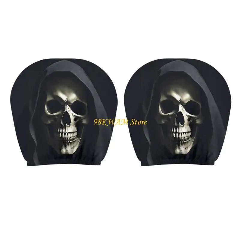 Skull Face Car Headrest Covers Unique Decors For Spooky Themed Interior Decors And Comfortable Neck Support 68UF