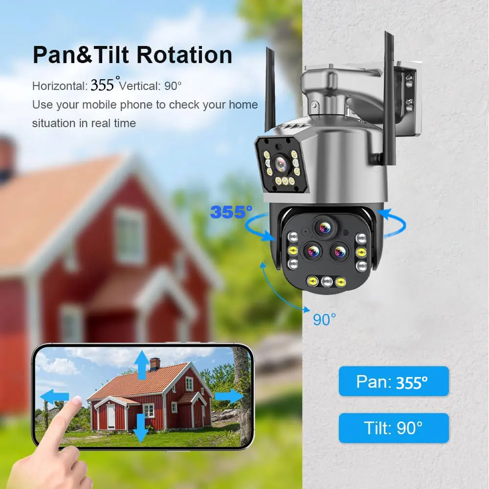 IPC360 Home 8K 16MP 20x Zoom WiFi PTZ Network Camera Outdoor AI Automatic Tracking 100M-150M Color Night Vision Security Camera