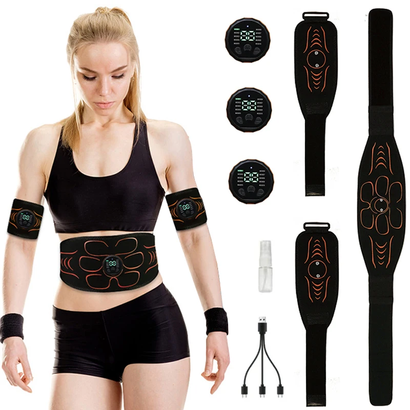 EMS Muscle Stimulator Abdominal Toning Belt Body Slimming Massager Arm Leg Home Fitness Massage USB Rechargeable For Men Women