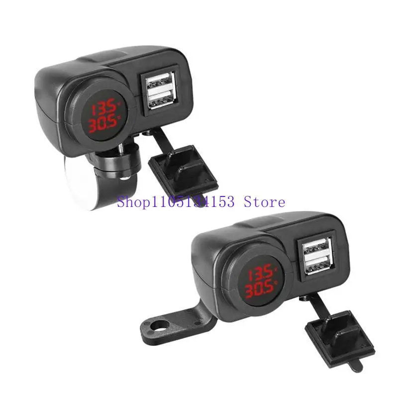 hg89 QC3.0 Usb Charger Motorcycle Quick Charge Plug Kit Voltage Temperature Display Switch On/Off Waterproof Dual Usb 12V 24V
