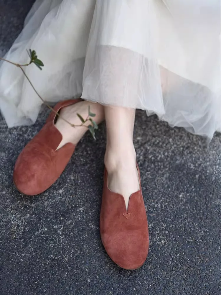 

Artmu Original Sheep Suede Loafers Women Shoes Round Toe Flats Luxury Soft Soles Elegant Slip On 2024 Genuine Leather Shoes