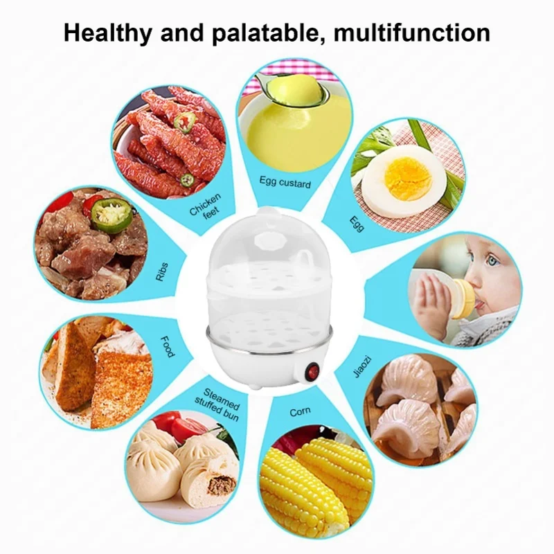 Auto Power Off Home Egg Cooker 350W 2 Layers 14 Eggs Safe Durable PP Boiler With Measuring Cup For Kitchen