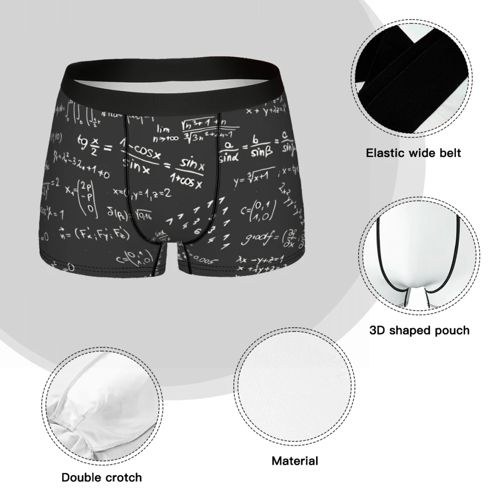Blackboard With Math Formulas Mathematics Equations Number Underpants Breathbale Panties Men's Underwear