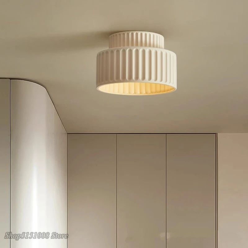 Nordic Cream LED Ceiling Light Resin Lamps Bedroom Hallway Living Room Study Restaurant Ceiling Lamp Home Indoor Decor Luminaire