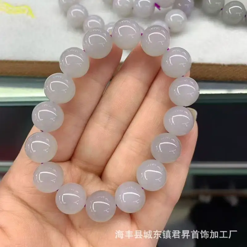 Qinghai And Hetian Jade In Smoky Purple, Approximately 12Mm, Single-Strand Bracelet, Suitable Jewelry
