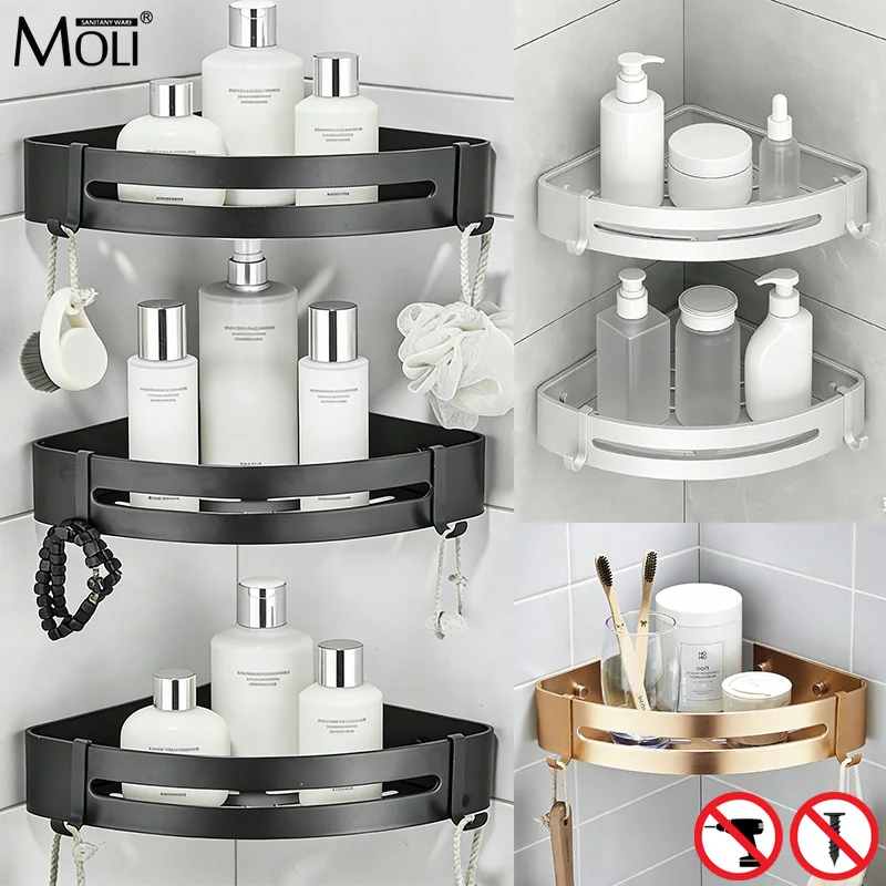 

Пространство Алюминий Ванная комната Полки Шампунь Мыло косметический Полки Аксессуары для ванной комнаты хранения Организатор держатель