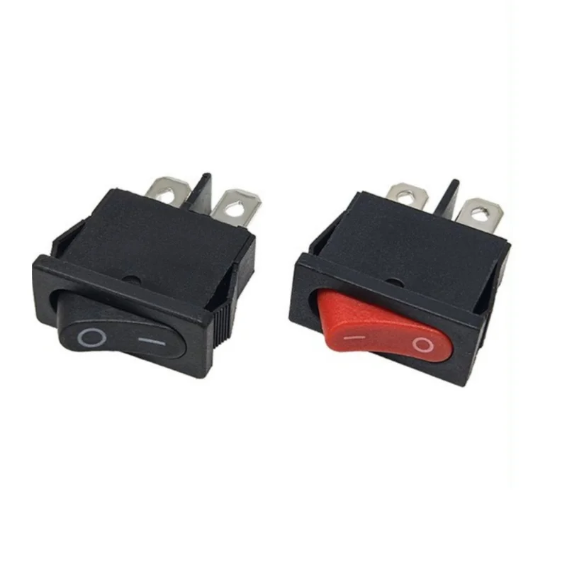 10PCS KCD1-110 Mini Thin Flat Rocker Switch ON-OFF 2pin Red Black 9.5*21MM Instrument Small Switch 6A 250V 10A 125V AC 9.5x21mm