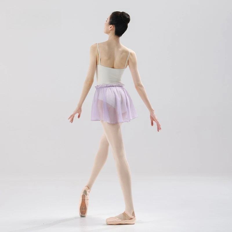 Jupe de Ballet en mousseline de soie pour femmes, jupe de Ballet violette à volants pour adultes, vêtements de danse pour spectacle sur scène, Costume de danse d'entraînement de Yoga