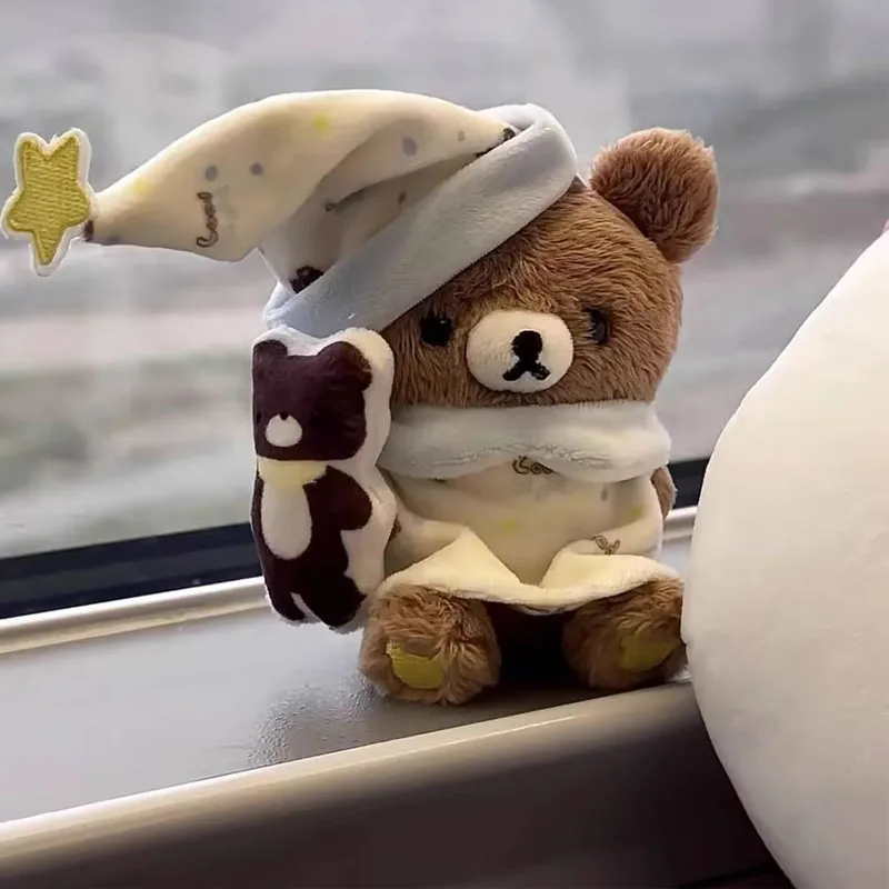 

Sanx Relaxed Bear Cute Brother Tea Bear Plush Pendant Cute Cartoon Doll Bag Hanging Car Key Accessories Holiday Birthday Gift