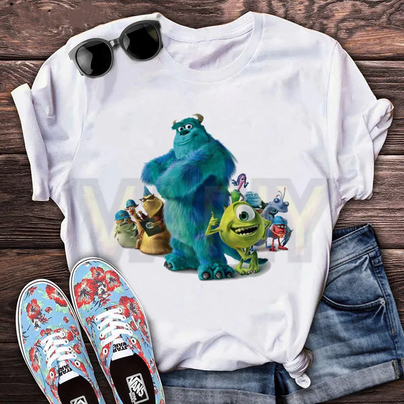 Camisetas de gran tamaño para mujer, camisetas de la Universidad Monster, camiseta de manga corta con estampado gráfico de Mike Wazowski de dibujos animados, ropa de calle Y2k