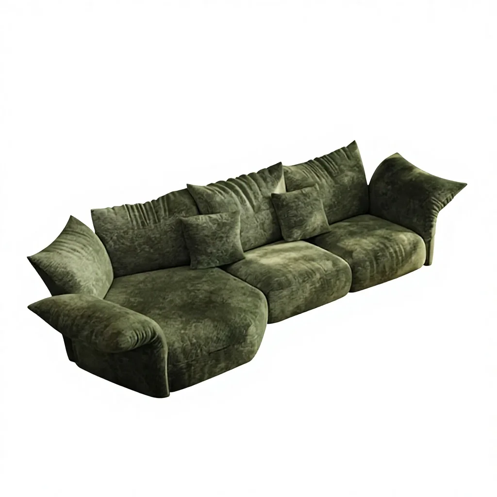 

！@Premium Steel Frame Petal Sofa Italian Minimalist Villa Style Corner Combination Set Velvet Removable Washable Custom-made