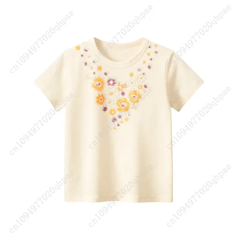 2-8T زهرة طفل الفتيات تي شيرت طفل ملابس الصيف الرضع قصيرة الأكمام أعلى لطيف الحلو القطن التي شيرت الأطفال المحملة وتتسابق