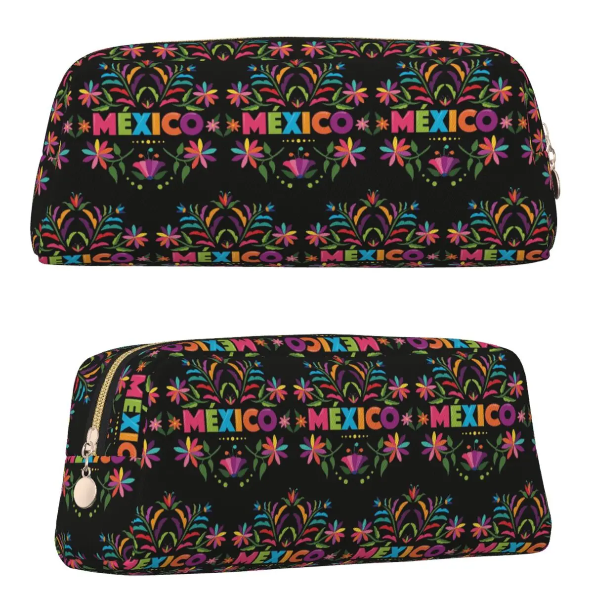 Colorful Mexican Traditional Pattern Pencil Cases for Students Gifts Pen Box Pencil Bag Pencil Pouch Storage Stationery Supplies