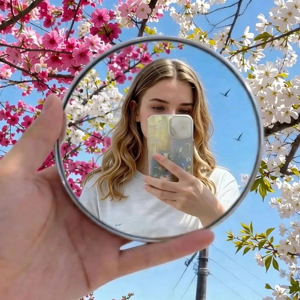 Round Shape Travel Selfie Mirror Convex Reflection Wide-angle View Round Convex Mirror Creative Design Small Size