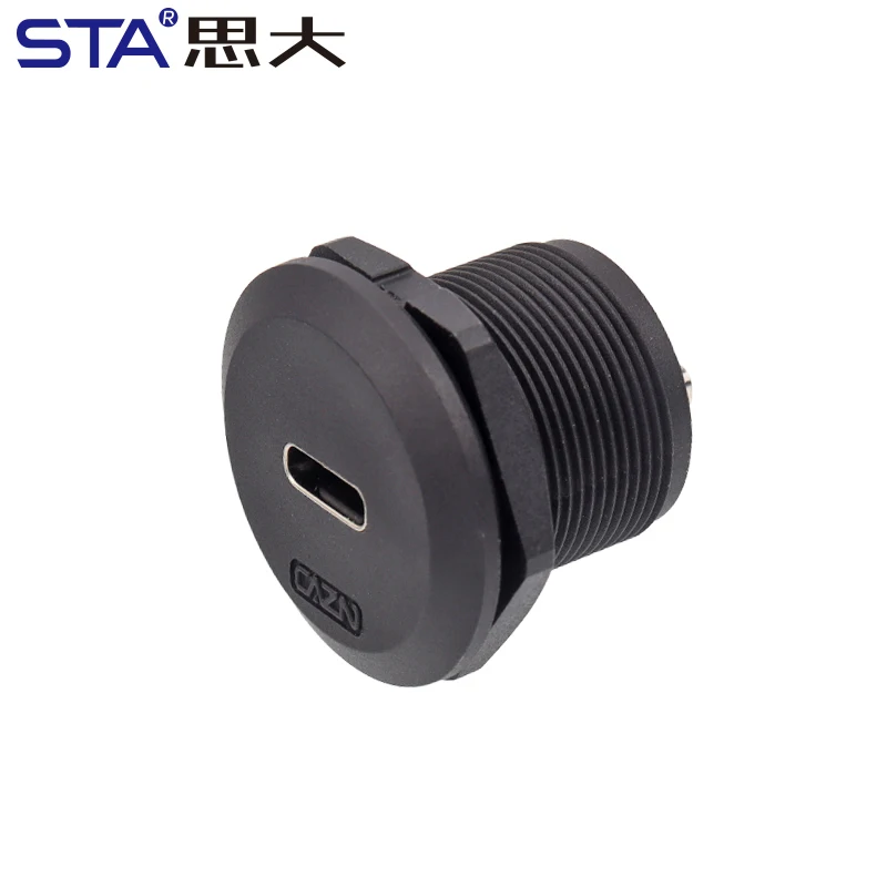 IP68 Waterproof USB TYPE C 3.0/3.1 Female Male Back Mount Threaded Plastic Socket Industrial Aviation Circular Connector