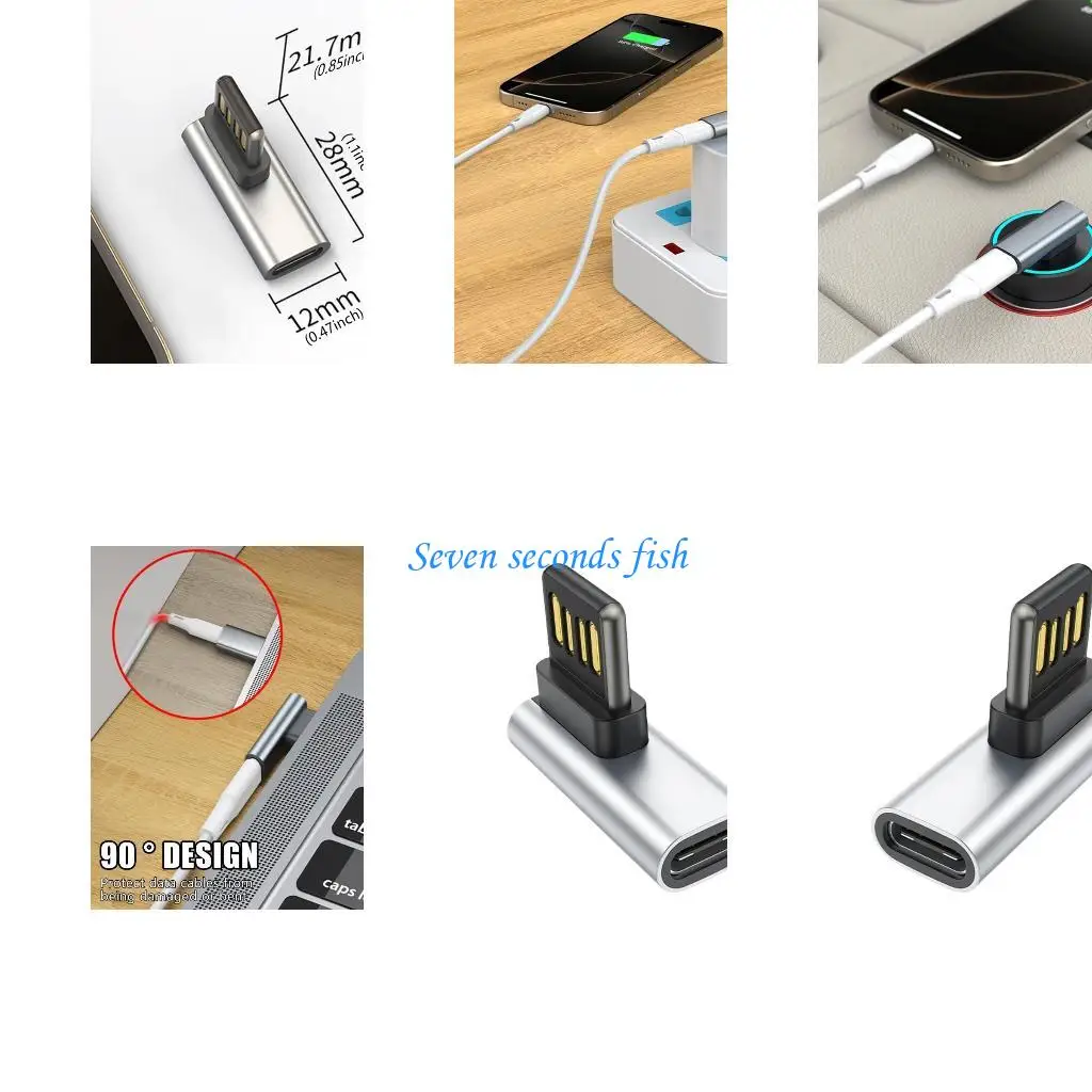 

L74B 90 Degree USB to Type C Adapter Reversible Plugs Suitable for Narrow Space Durability and Lightweight for Daily Carry