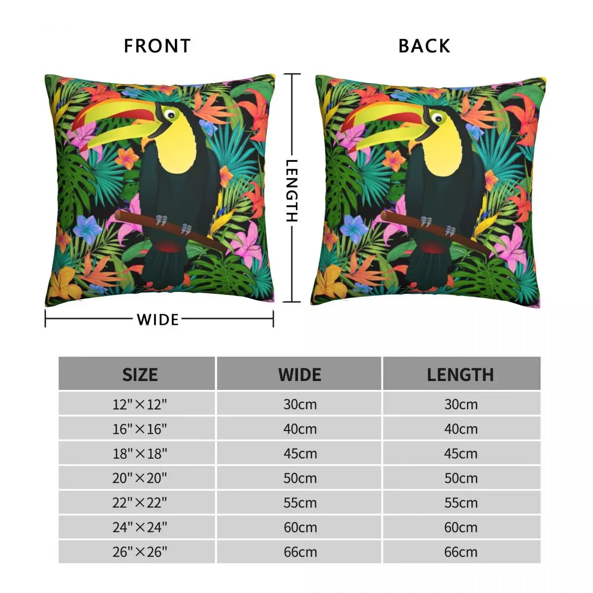 Toucan Jungle Square Pillowcase Polyester Linen Velvet Pattern Zip Decorative Throw Pillow Case Sofa Seater Cushion Cover 18