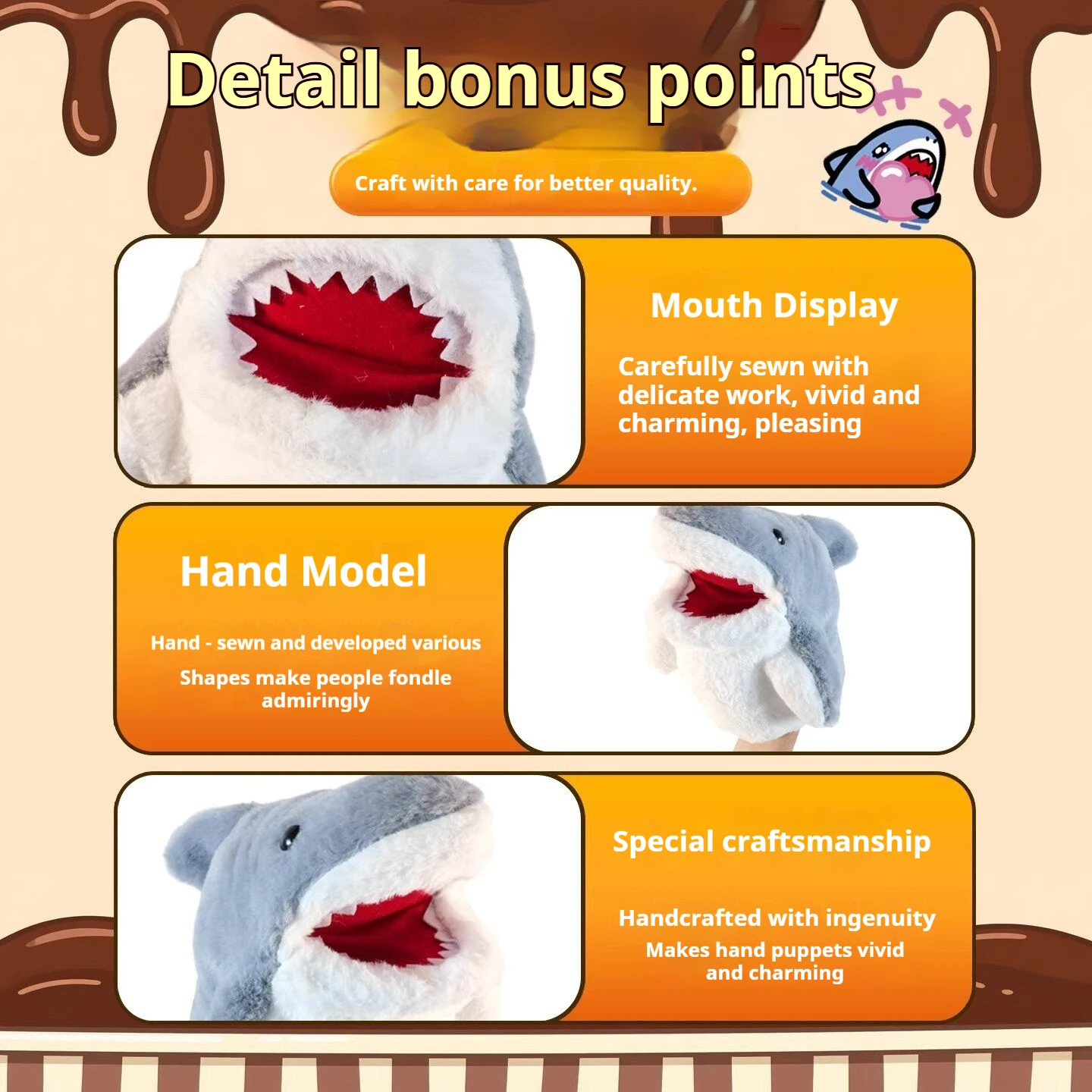 Shark Hand Puppet Plush Shark Arm Glove Toy Funny Interactive Stuffed Doll Kids Birthday Gift Couple Prank Game Student Play Dec view 6