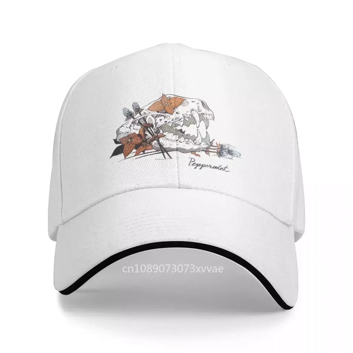 MorbidiTea - Peppermint with Skunk Skull Baseball Cap Trucker Hat Outdoor All Seasons Travel Adjustable Hat For Men Women