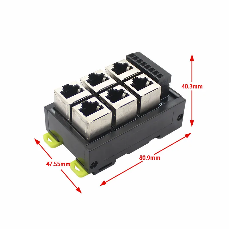 RJ45 untuk sekrup 8P8C Jack 6-Way Buss papan Breakout blok Terminal, konektor DIN konektor pemasangan rel RJ45 konektor