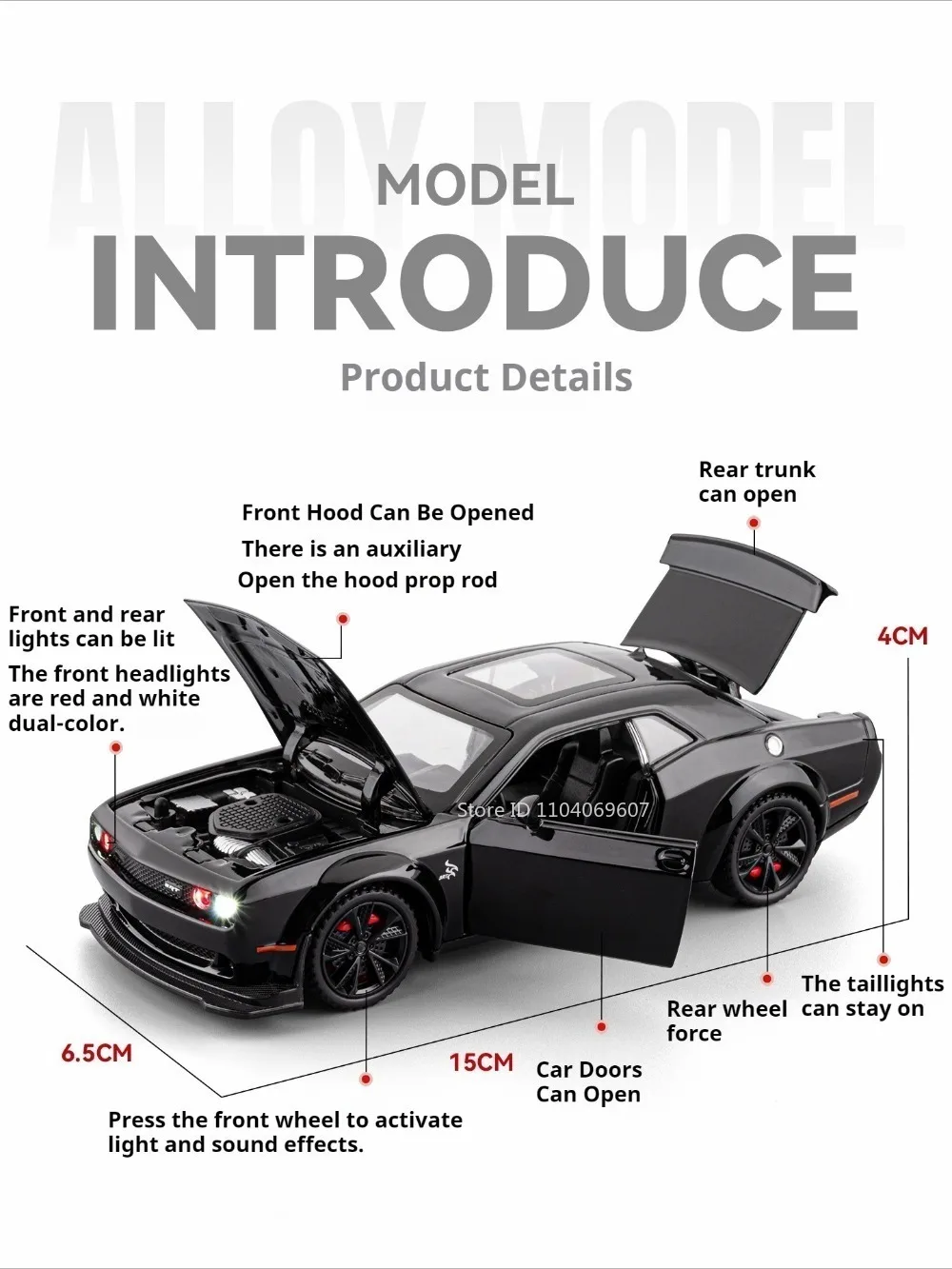 1:32 Hellcat Tomahawk Modell Spielzeug Supercars Legierung Diecast Sound Licht Türen Geöffnet Zurückziehen Simulation Sport Auto Spielzeug für Kinder – Detail 3