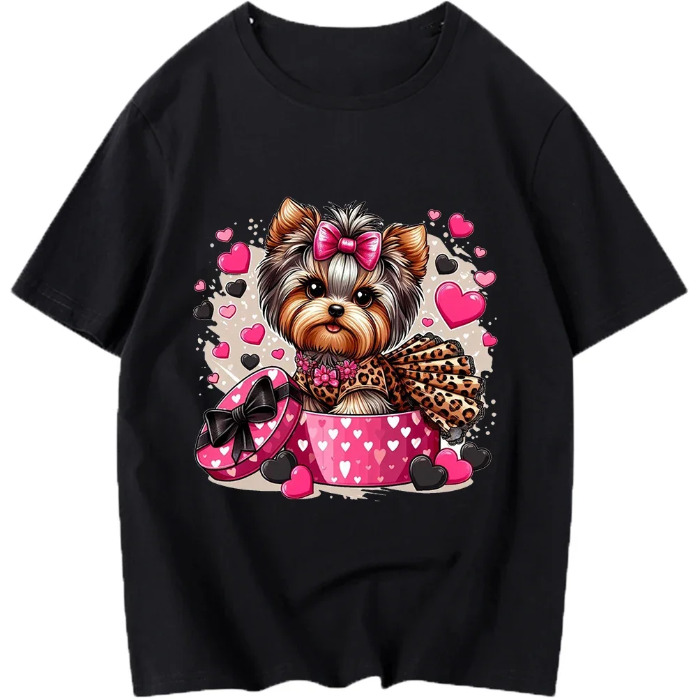 15cm Cute Dog Valentine's Iron On Heat Transfer Stickers For Clothes DTF Pinted Vinyl Thermal Appliques Washable T-Shirt Decal