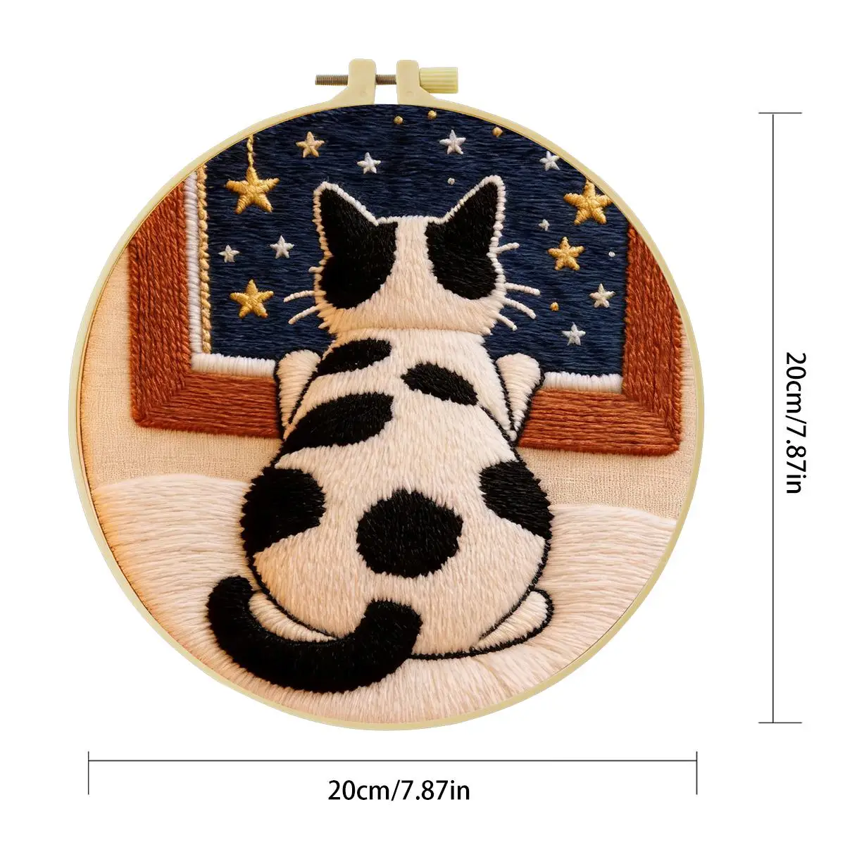 1 Stück 20X20CM/15X15CM 7,87/6,3 Zoll „Aus dem Fenster schauend auf die Katze“ Stickerei-Starter-Kit DIY-Kit DIY-Stickerei-Kit manualid – Detail 3
