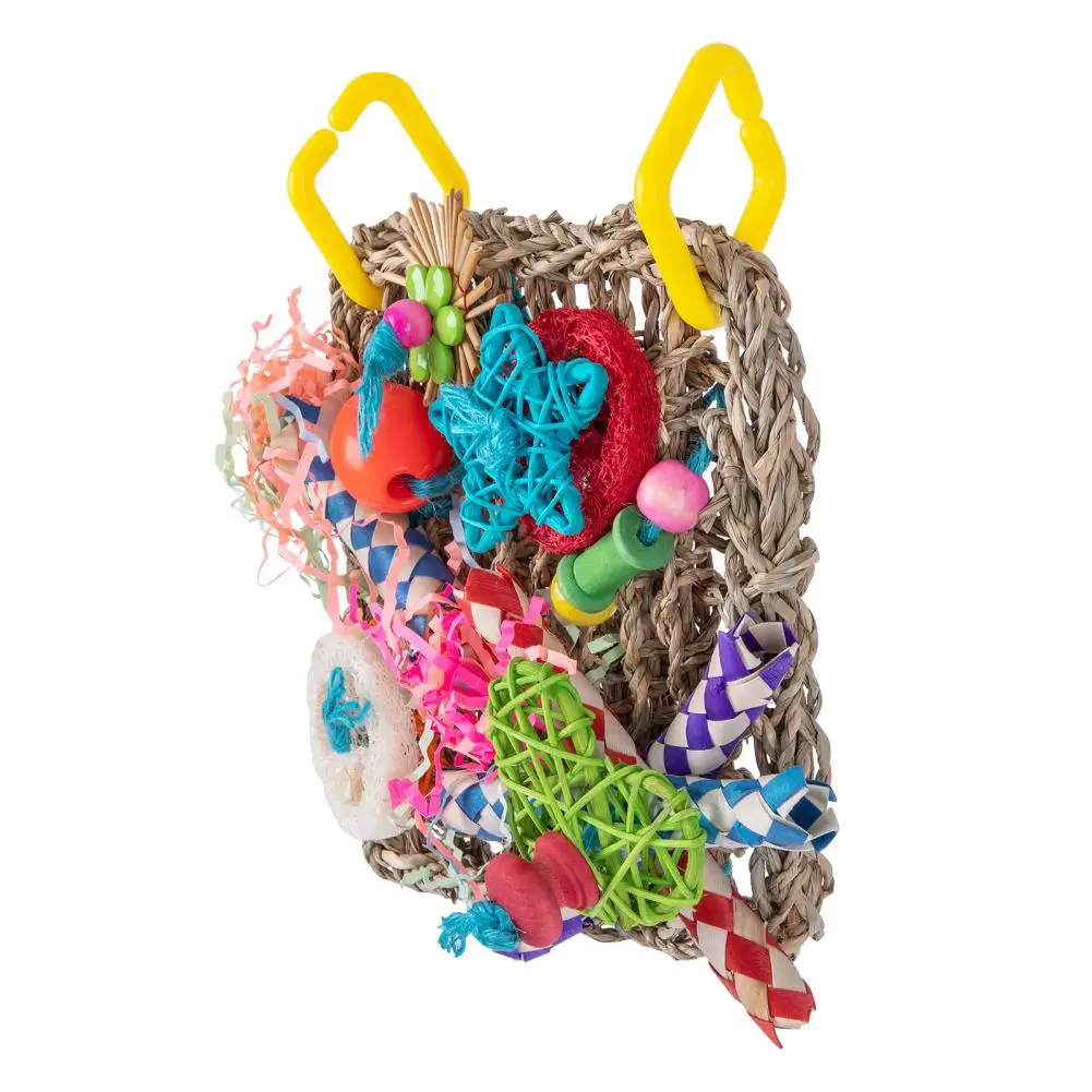 Enjoyment Comfort Pet Toys Anxiety Relief Parrot Chewing Toys Natural Grass Tubes Colorful Woven Tubes Wire for Pet for Pets