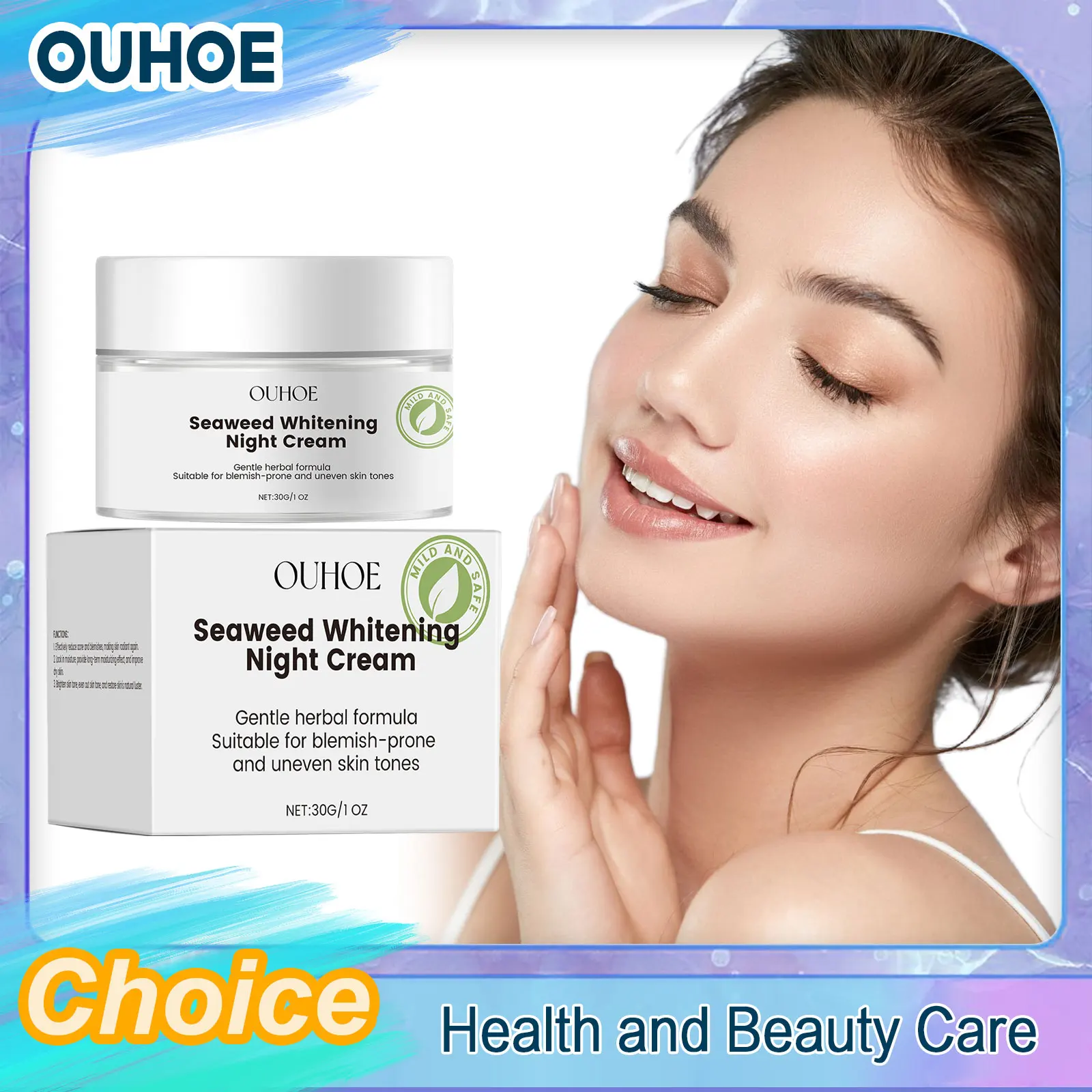 Night Revitalizing Cream สาหร่ายทะเลไวท์เทนนิ่ง Firming Fine Lines Removal Lift Moisturizing Brightening Anti-ความแห้งกร้าน Fresh Skin Care