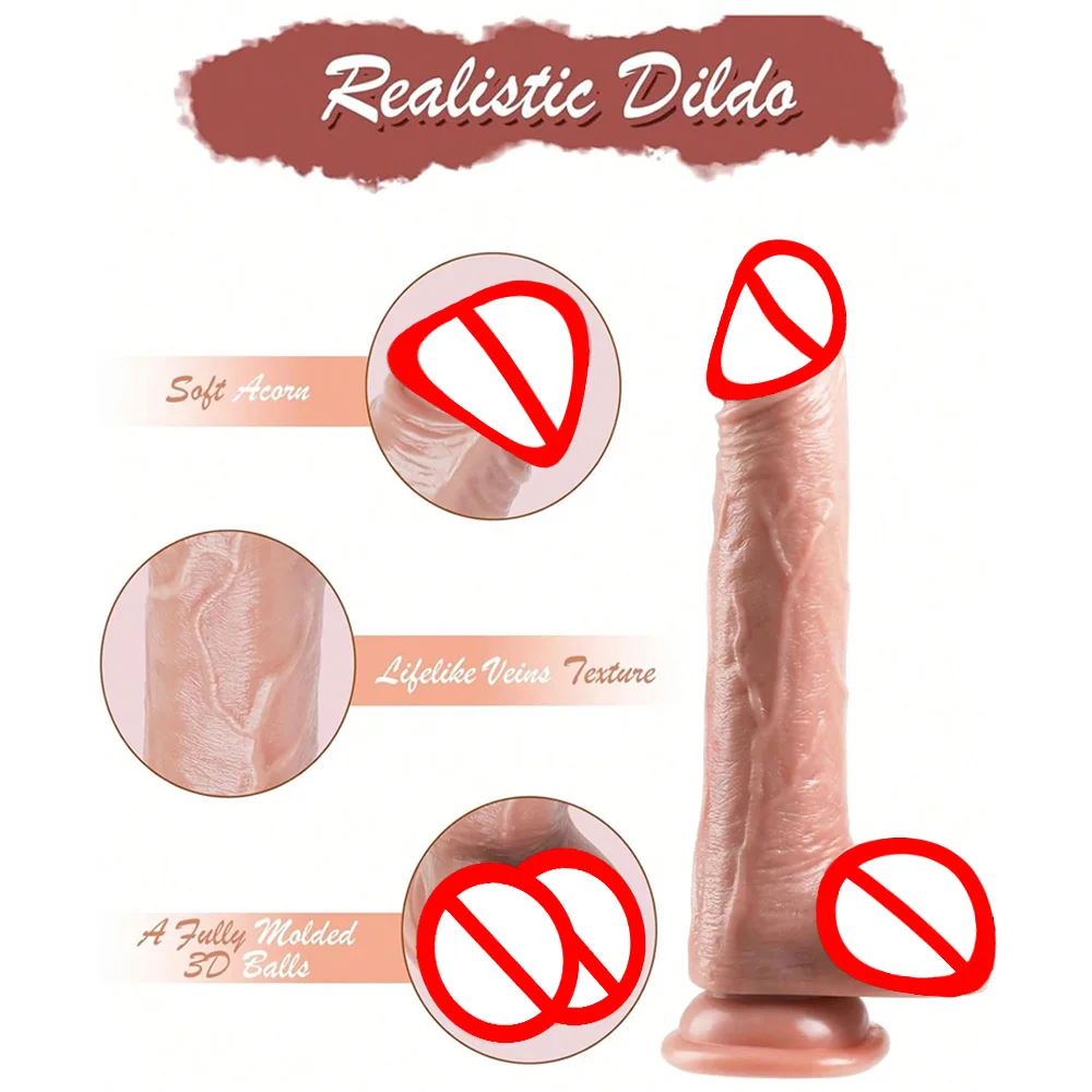 Super Real Skin Silicone Big Huge Dildo Realistic Suction Cup Cock Male Artificial Rubber Penis Dick Sex Toys for Women Vaginal