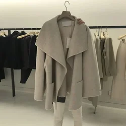 Oversize 145kg Design Lapel Wool Blends Coat Thick Luxury Unlined Woolen Cardigan Women Korean Fashion Loose Fall Jackets A927